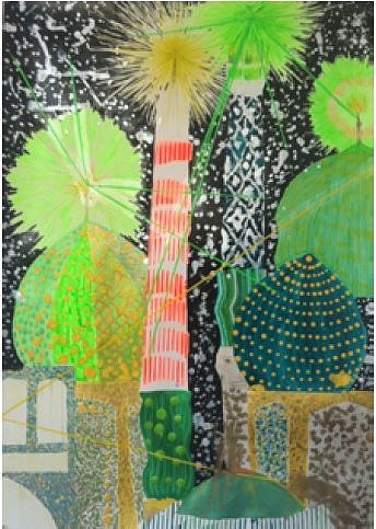 Elham Rokni, Green Explosion
2013, Mixed media on paper