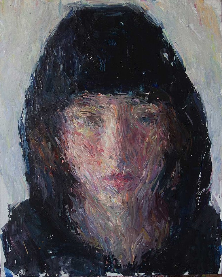 Daniel Enkaoua, Natan en capuche foncée
2020, Oil on canvas mounted on wood