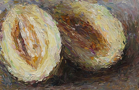 Daniel Enkaoua, Melon coupeÌ
2015, Oil on canvas mounted on wood