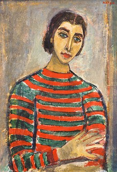 Avraham Naton, The Artist's Wife, Oil on cardboard, 45 x 32 cm w