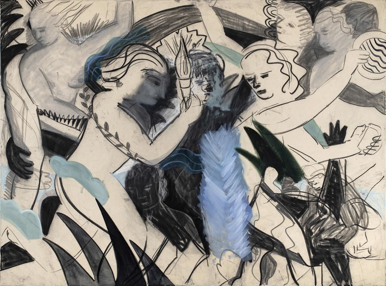 Sara Benninga, Bacchanal
2023, Charcoal, dry pastels and oil on canvas