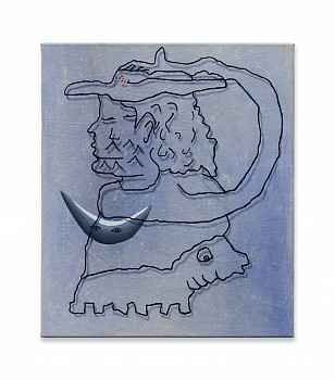 Crocodile in Jerusalem, 2022, watercolor and oil on canvas, 70 x 60 cm small