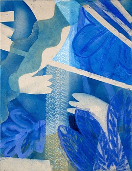 behind the bushes dry pastel acrylic and oil on canvas 80x61 cm