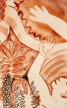 untitled sanguine dry pastel and acrylic on canvas 80x50 cm