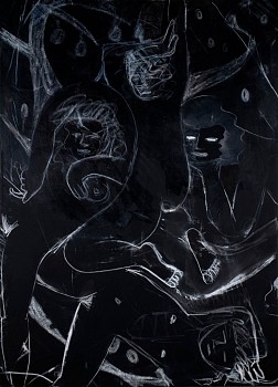 nighttime gathering dry pastel and acrylic on canvas 180 x130 cm 2024