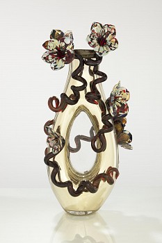 Gold Venetian with Deep Wine Flowers 10.478.v1, 2010, Glass,73.66 x 35.56 x 27.94 cm (2)